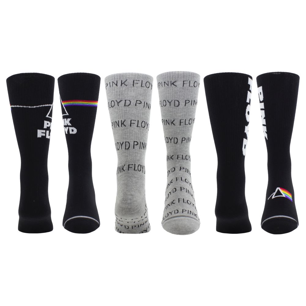 Pink Floyd - 3pk Volume Crew Chaussettes - Noir/Gris